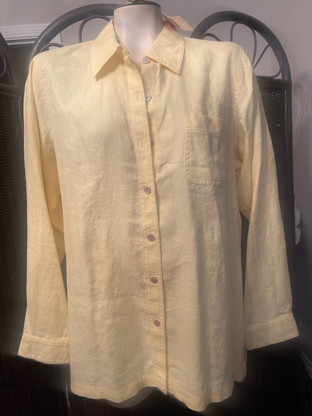 Sigrid Olsen Light Yellow Button-Front Blouse